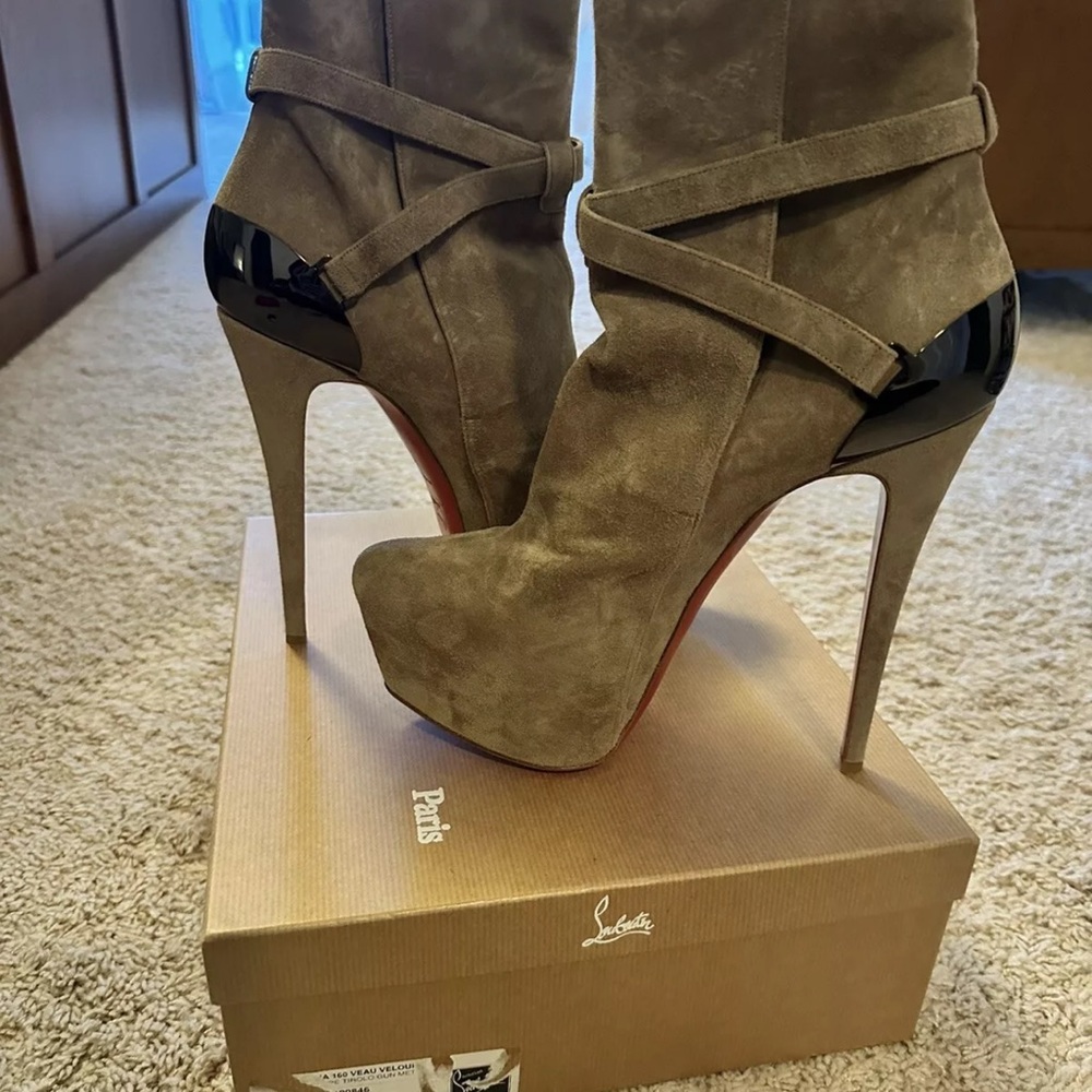 Christian Louboutin Brown and Black Heeled Boots with Stiletto Heel